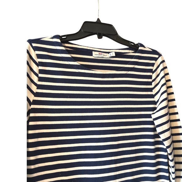 Vineyard Vines Dress Women's Size S Navy Blue White Striped 3/4 Sleeve Casual EC - Picture 4 of 9